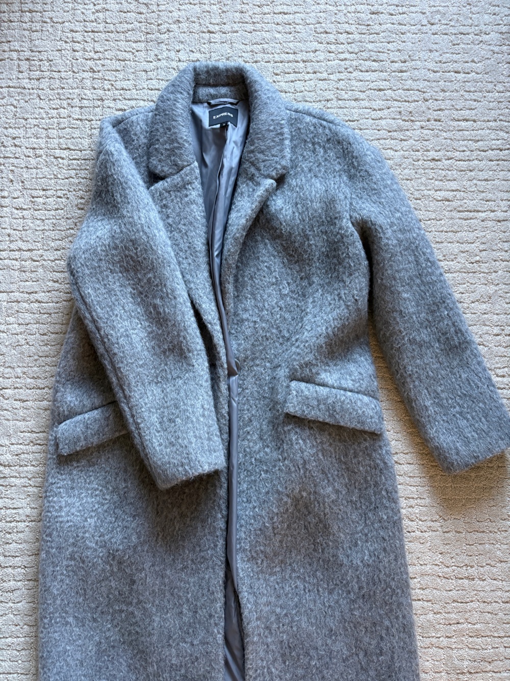 Express Gray Long Wool Overcoat